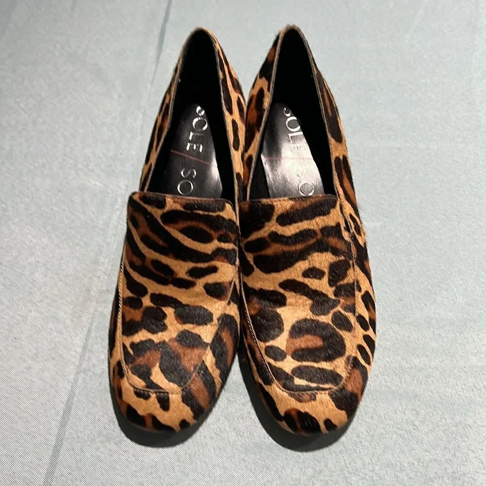 NEW Sole Society So-Marian Leopard Chunky Heels‎ 6.5 B38